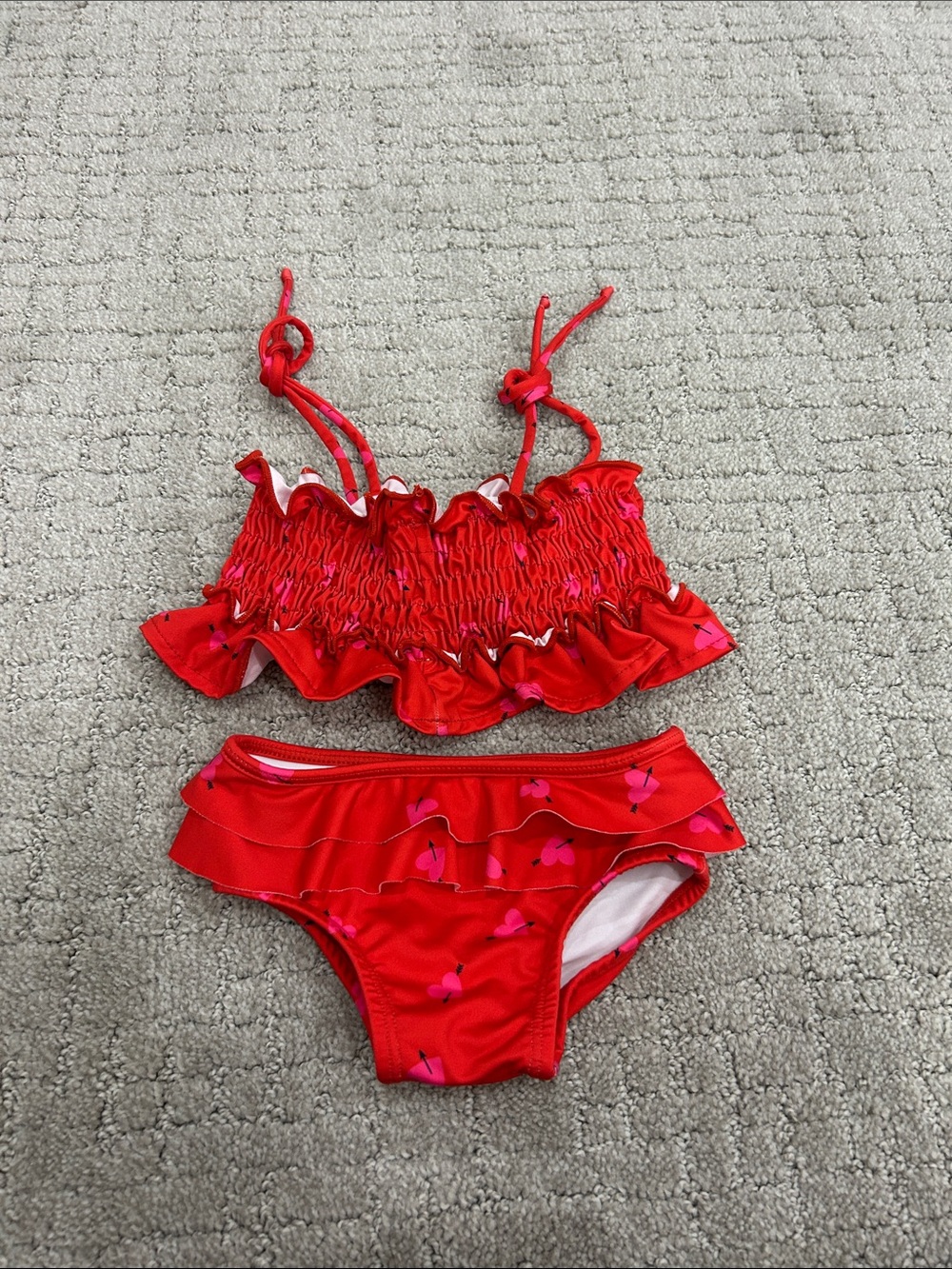 Submarine Kids Swim Two-Piece Ruffle Bikini - Red